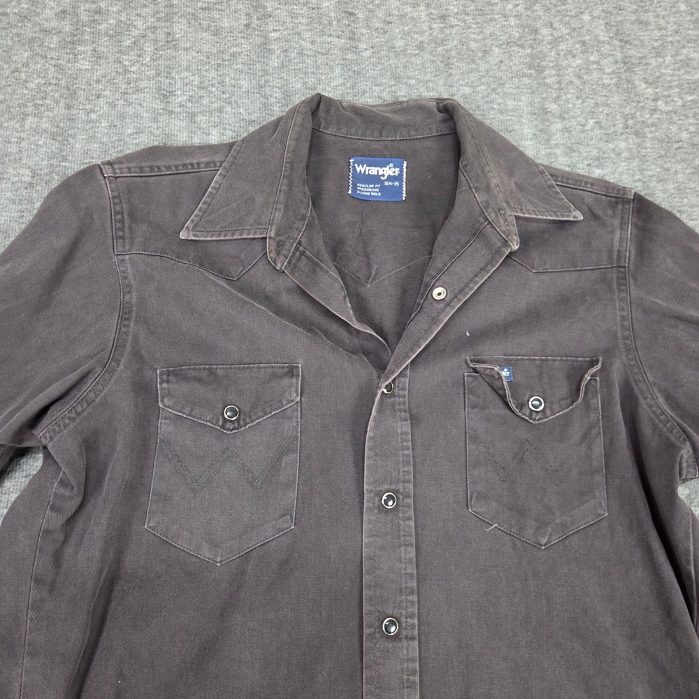 VTG Wrangler Shirt Men X Long Tails Western Snap Long Sleeve Brown Regular Fit - Picture 4 of 10